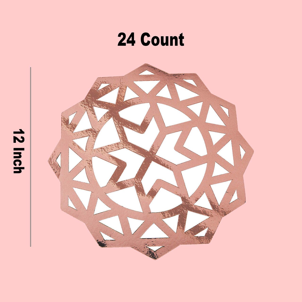 24 Count Rose Gold Foil Charger Placemats Disposable Elegant Wedding Reception Tables 12 Inch